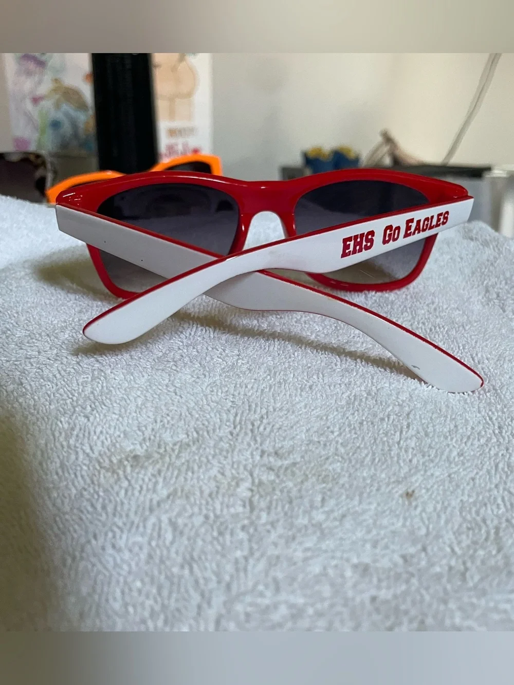 White Frame Sunglasses with Red Accents